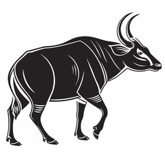 zebu black silhouette icon vector