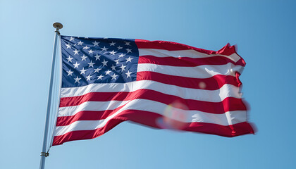 Obraz premium The US flag is fluttering.