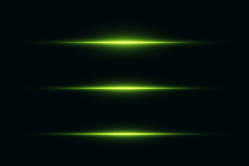 Green neon lines of speed and light, horizontal beam effect.