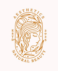 natural beauty line art with oval badge