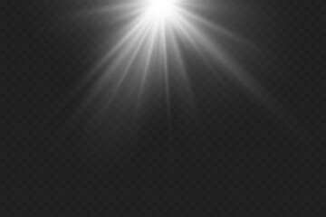 White glowing light rays. Special lens and flash light and effect.