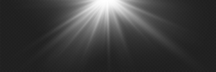 White glowing light rays. Special lens and flash light and effect.