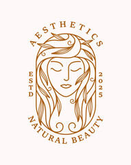 natural beauty line art with oval badge