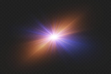 Magical special effect of flash, light star, explosion of rays and lens. © Oleksandr