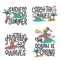 Collection of written phrases, slogans or quotes with beach elements