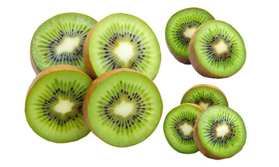 Fototapeta premium Kiwi fruits isolated, Fresh fruits collection, Collection set of Kiwi sliced isolated