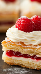 Photorealistic Close-Up of a Gourmet Pastry on a Table