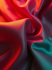 A piece of fabric with a red and green swirl pattern