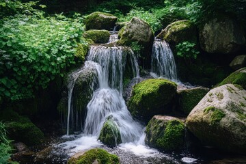 Cascading Waterfall in Lush Forest (1)