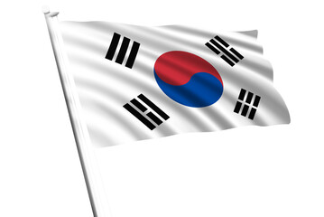 3D Illustration of South Korea Flag Waving in Motion