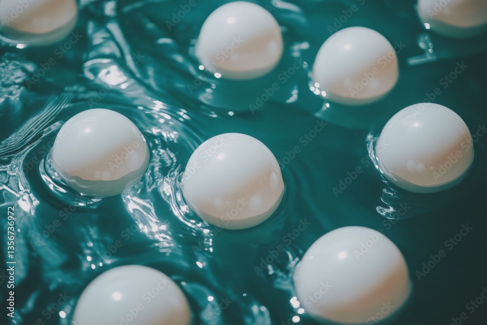Aufkleber White eggs floating in turquoise water create a calming visual at a serene location in the afternoon light