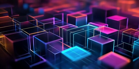 Modern digital abstract 3D background. Copy space. Generative AI technology