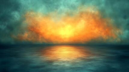 Obraz premium Abstract Dramatic Sunset Scene With Turquoise And Orange Colors
