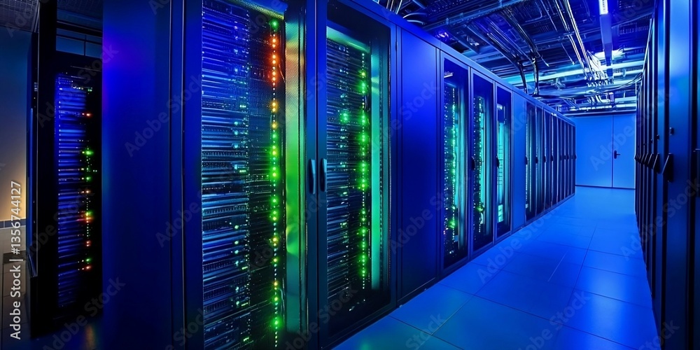 Wall mural data server center background, digital hosting. generative ai