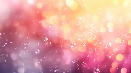 Ethereal bokeh with a pink and yellow abstract background creating a dreamy and romantic visual atmosphere and luminous effect