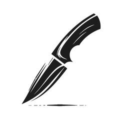 Obraz premium Sharp Knife Illustration in black and white, kitchen utensil or weapon symbol, with copy space