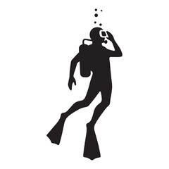 Thrill-Seeker Diver silhouette, plunging into adventure – Diver illustration – Minimalist Diver vector – Uncharted waters

