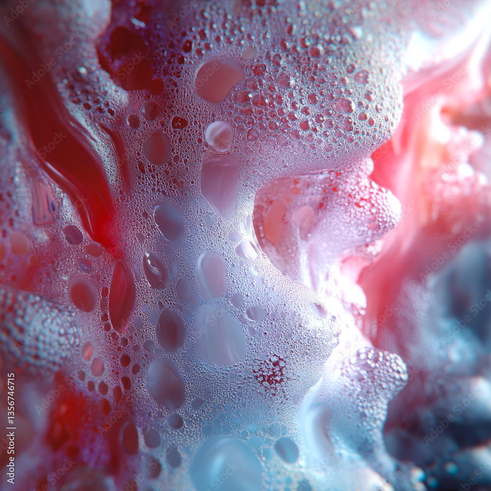 Leinwandbilder futuristic digital illustration of a viscous, pearlescent liquid with shades of pink and blue. poppi