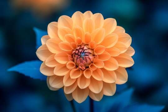 Beautiful orange dahlia flower blooming in a vibrant garden under soft sunlight during the afternoon
