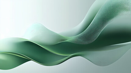 Abstract Green Art with Flowing Lines