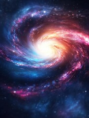 Obraz premium A stunning cosmic swirl of vibrant colors representing a galaxy, showcasing the beauty and mystery of the universe.