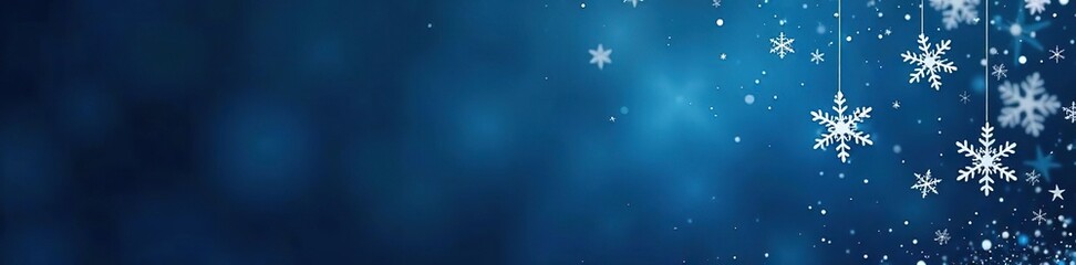Abstract Christmas background with intricate white snowflakes falling gently on a dark blue background,  pattern,  festive