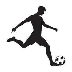 Powerful Kick Footballer silhouette, striking with precision - Football illustration - Minimalist Football vector - Soccer Player silhouette


