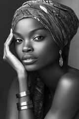 Beautiful Black woman wearing a head scarf 
