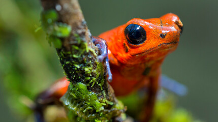 Dart Poison Frog, Blue Jeans, Oophaga pumilio, Dendrobates pumilio, Tropical Rainforest, Boca Tapada, Alajuela Province, Costa Rica, America
