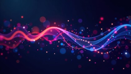 Abstract colorful wave pattern with connecting dots and lines in a digital technology background,  digital,  technology