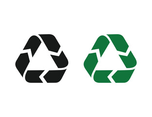 Green and white recycling symbol vector. Reuse symbol