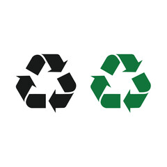 Green and white recycling symbol vector. Reuse symbol