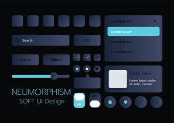 3D Neumorphic Soft UI Design. 3D Bottons.