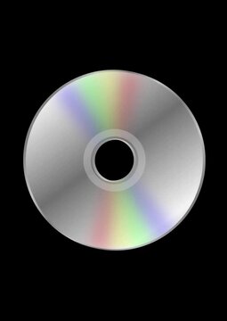 illustration of a rotating silver cd rom cassette isolated on a black background