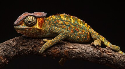Fototapeta premium Panther chameleon Furcifer pardalis Ambilobe 2 years old endemic from madagascar