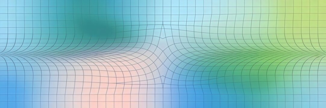Seamless pattern of grid turning into curves on gradient background &ndash; Great for digital art, abstract design, or creative projects.