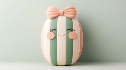 Adorable Easter Egg with a Bow: A 3D Rendered Festive Treat