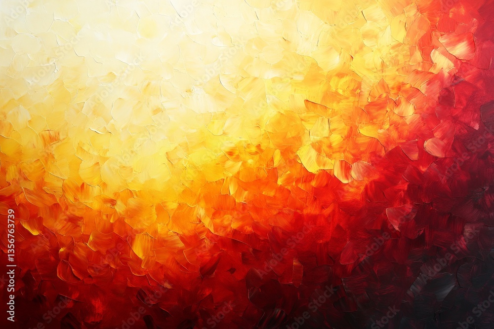 Poster abstract artwork featuring warm colors of orange, red, and yellow blending into each other with text