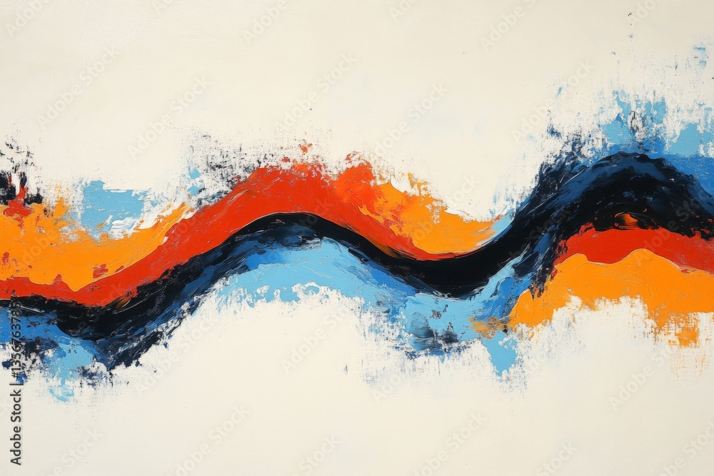 Aufkleber vibrant abstract painting showcasing flowing colors in a dynamic wave pattern