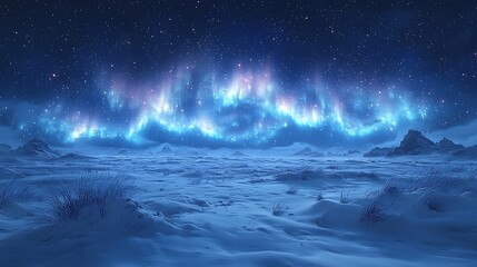 Fototapeta premium Glowing winter tree beneath starry sky high resolution photo