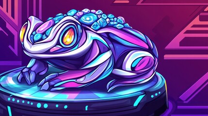 Neon Cybernetic Frog: A Digital Masterpiece