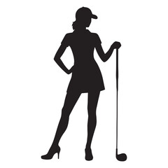 Focused Golfer silhouette, capturing the essence of precision and power - Golfer illustration - Minimalist Golfer vector - Golf swing perfection

