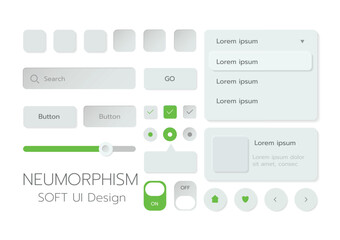 3D Neumorphic Soft UI Design. 3D Bottons.