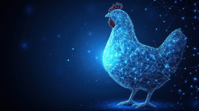 Abstract Chicken, Digital Art, Futuristic Design, Network Concept