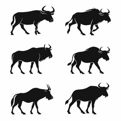 wildebeet icon set black silhouette bundle vector