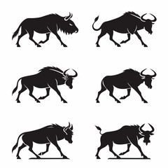 wildebeet icon set black silhouette bundle vector