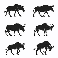 wildebeet icon set black silhouette bundle vector