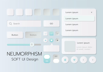 3D Neumorphic Soft UI Design. 3D Bottons.