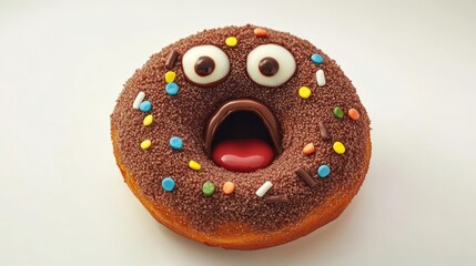 A Surprised Chocolate Donut with Sprinkles