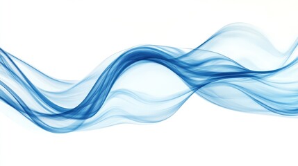 A dynamic blue wave design on a clean white background, representing fluidity and movement. -